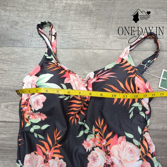 Eomenie Floral Swimdress One Piece Swimsuit Size L - Picture 5 of 8